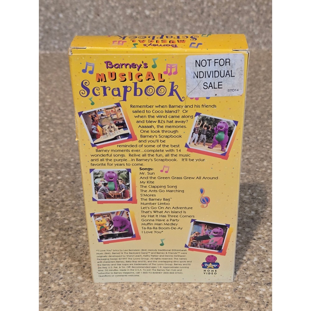 Barney's Musical Scrapbook VHS 1997 Sing-Along White Tape Lyrick Studios TESTED - Picture 5 of 5